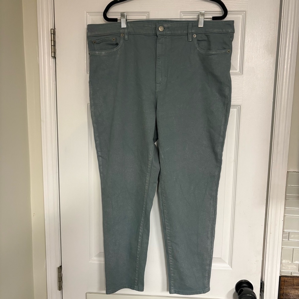 Lauren Ralph Lauren Green Shimmer Jeans Size 18‎